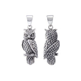 Wise and ever watchful ~ Sterling Silver Jewelry Horned Owl 3 Dimensional Pendant TPD4586 - Jewelry