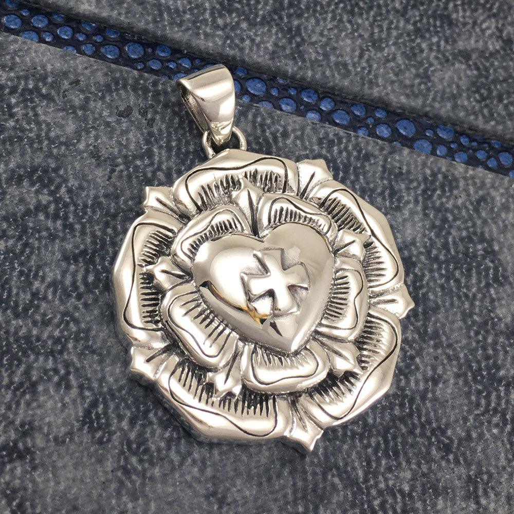 Brigid Ashwood The Rose Heart Cross Silver Pendant TPD485 - Jewelry