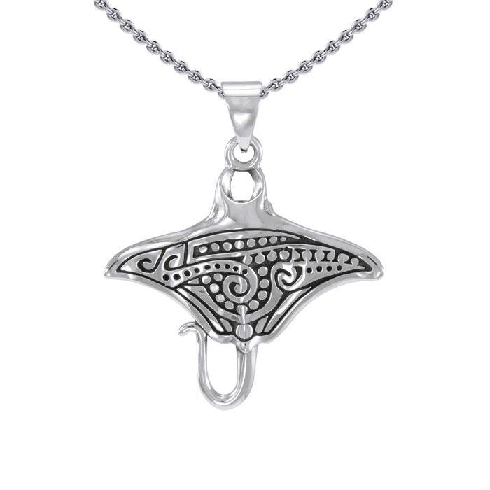 Manta Ray Aboriginal Sterling Silver Pendant TPD4878 - Jewelry