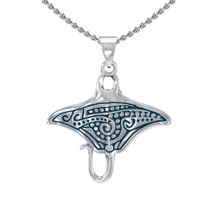 Manta Ray Aboriginal Sterling Silver Pendant TPD4878 - Jewelry