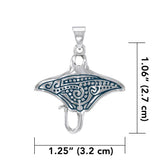 Manta Ray Aboriginal Sterling Silver Pendant TPD4878 - Jewelry