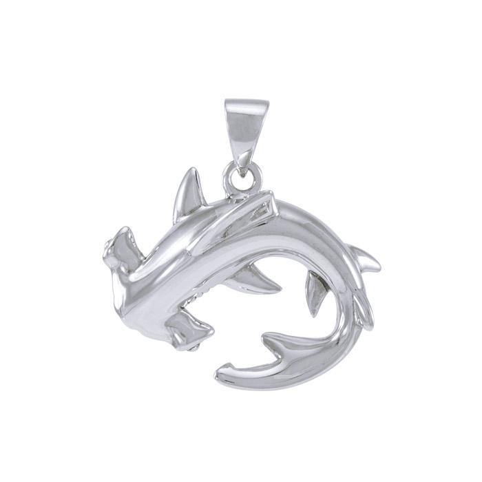 A new world with the sea friends ~ Sterling Silver Jewelry Hammerhead Shark Pendant TPD4920 - Jewelry