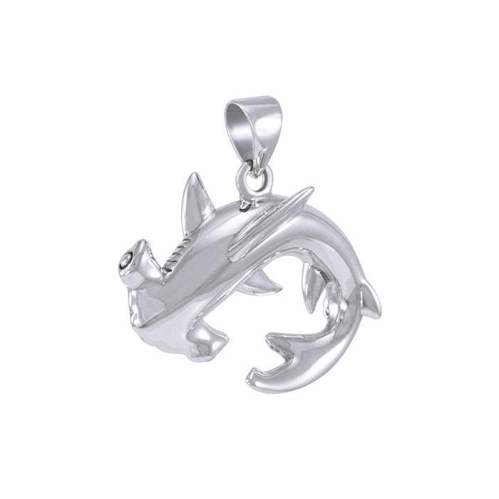 A new world with the sea friends ~ Sterling Silver Jewelry Hammerhead Shark Pendant TPD4920 - Jewelry