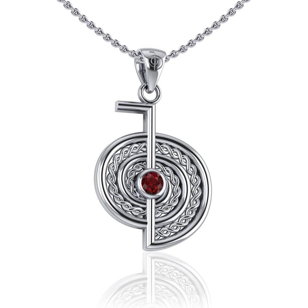 The Reiki Cho Ku Rei Sterling Silver Pendant with Gemstone TPD4923 - Jewelry