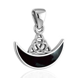 Celtic Triquetra with inlaid Crescent Moon Sterling Silver Pendant TPD4952 - Jewelry