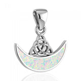 Celtic Triquetra with inlaid Crescent Moon Sterling Silver Pendant TPD4952