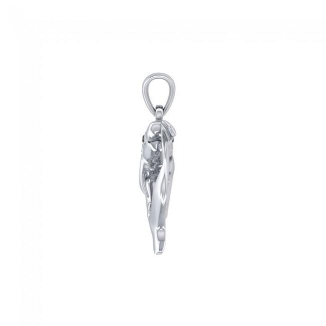 Big Eye Thresher Shark Sterling Silver With Gemstones Pendant TPD5064 - Jewelry