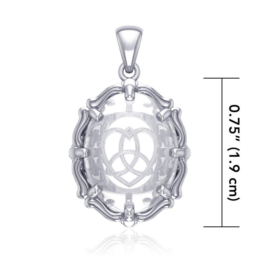 Trinity Heart Sterling Silver Pendant with Natural Clear Quartz TPD5112 - Jewelry