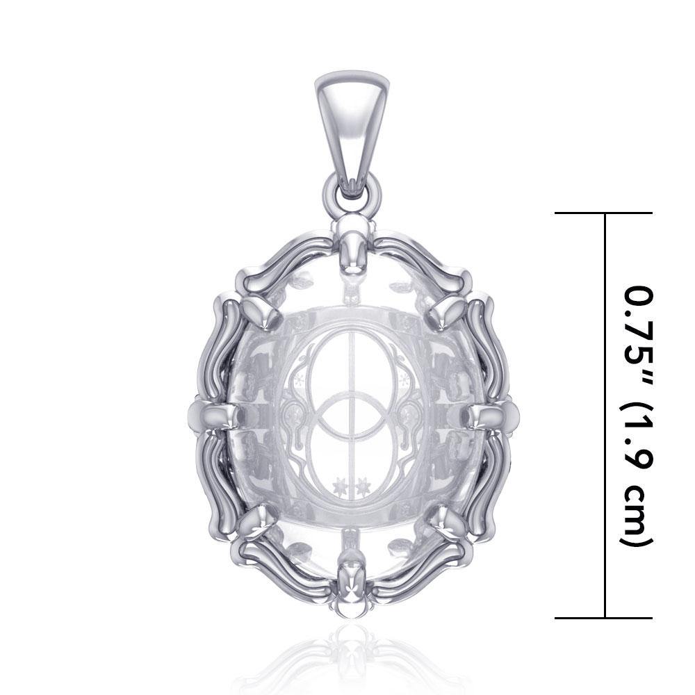 Chalice Well Sterling Silver Pendant with Natural Clear Quartz TPD5118 - Jewelry