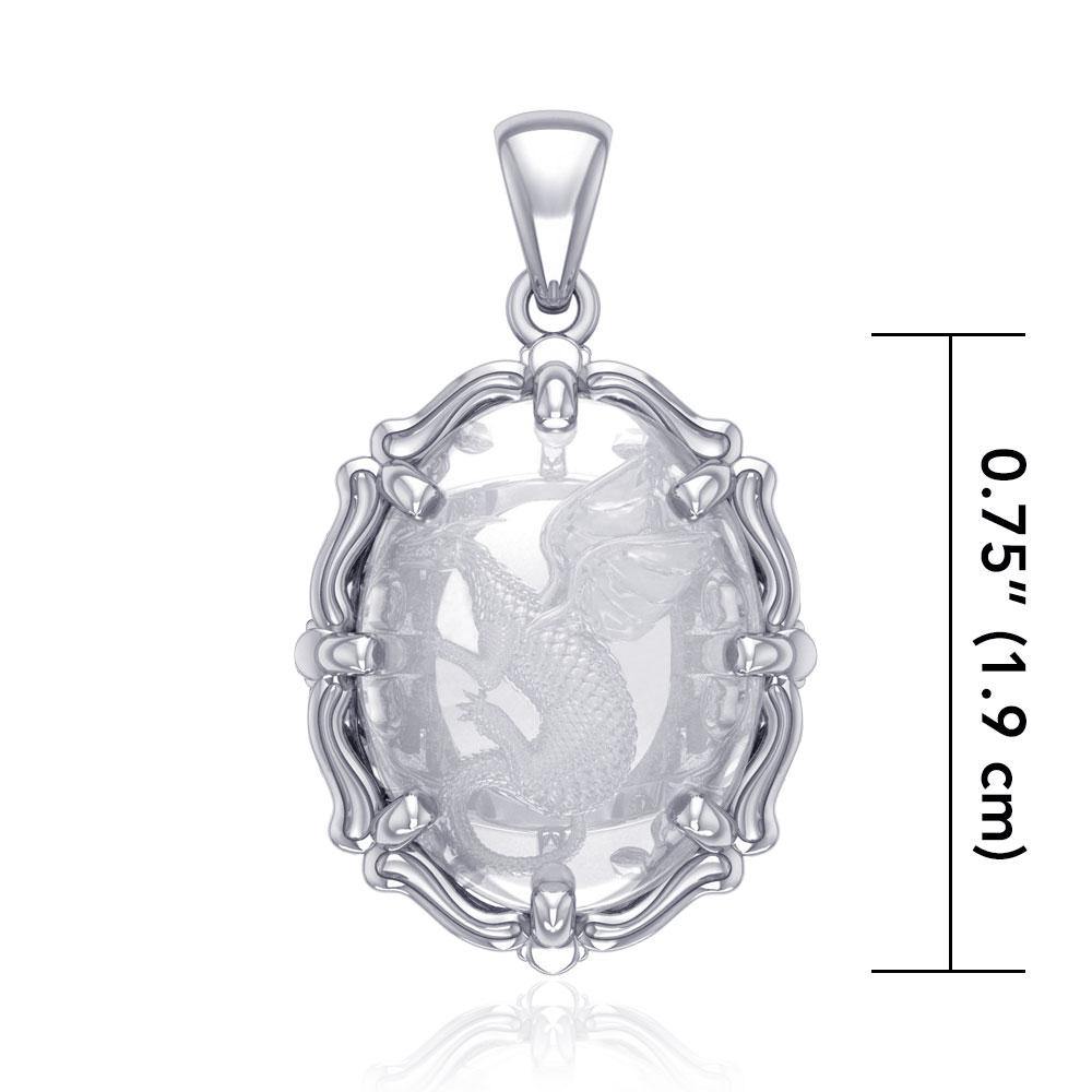 Beyond the dragon fierce presence - Sterling Silver Pendant with Natural Clear Quartz TPD5122 - Jewelry