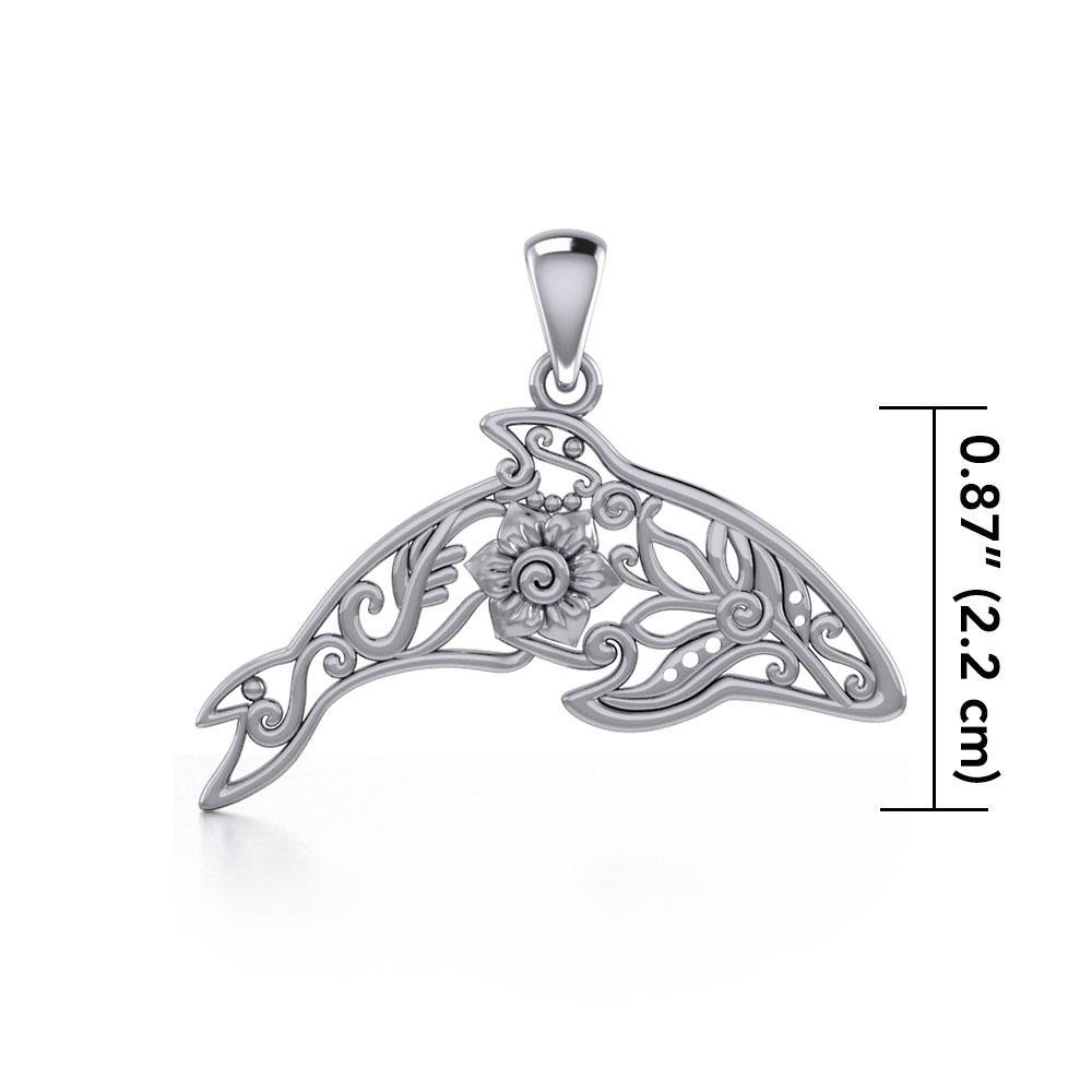 The gentle treasure of the ocean ~ Sterling Silver Dolphin Filigree Pendant Jewelry TPD5136 - Jewelry