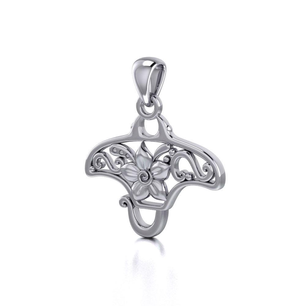 A worthwhile quest ~ Sterling Silver Manta Ray Filigree Pendant Jewelry TPD5137 - Jewelry