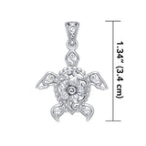 One meaningful step at a time ~ Sterling Silver Sea Turtle Filigree Pendant Jewelry TPD5139 - Jewelry