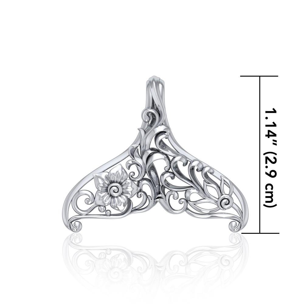 The graceful tale ~ Sterling Silver Whale Tail Filigree Pendant Jewelry TPD5145 - Jewelry
