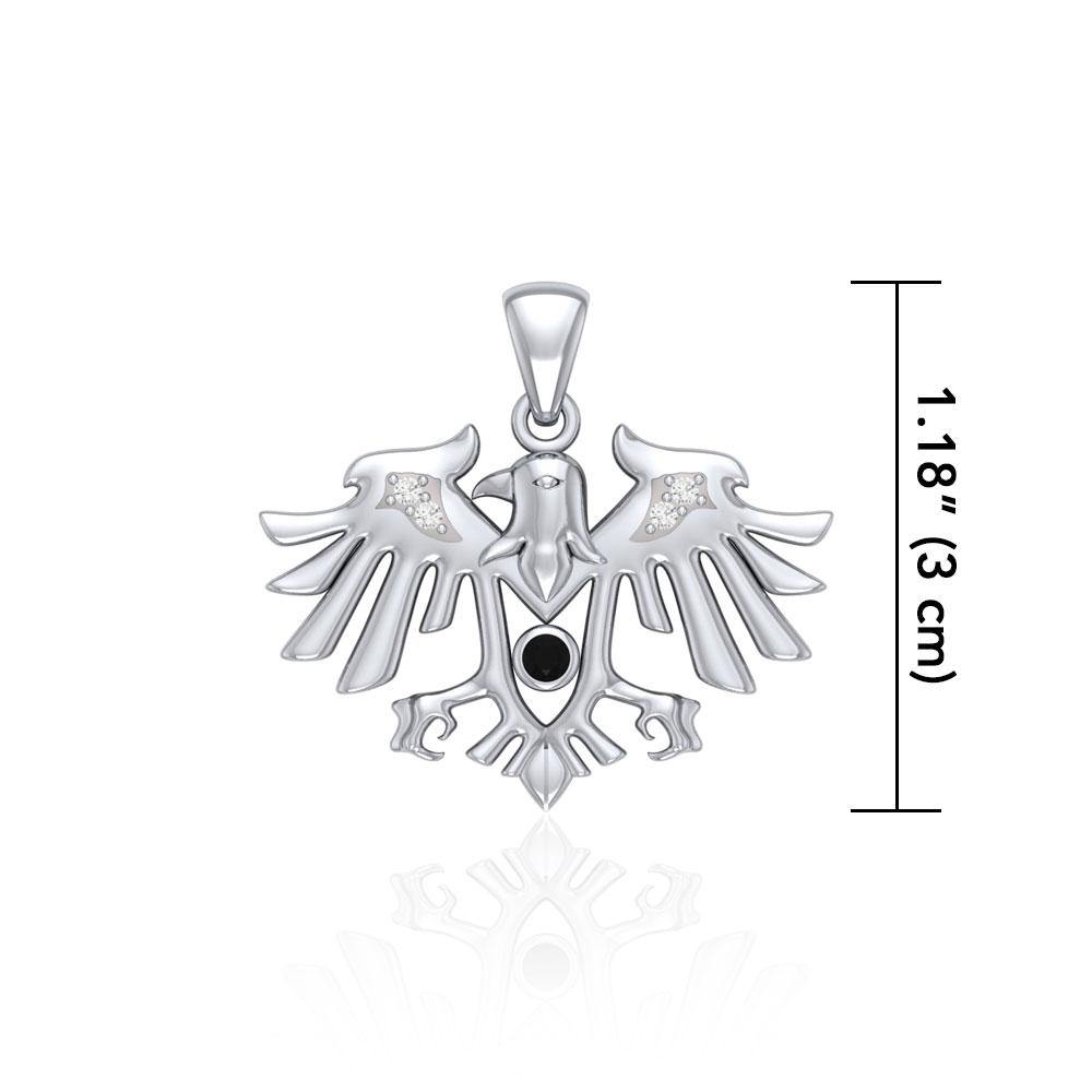 Raven Silver Pendant with Gemstone TPD5157 - Jewelry