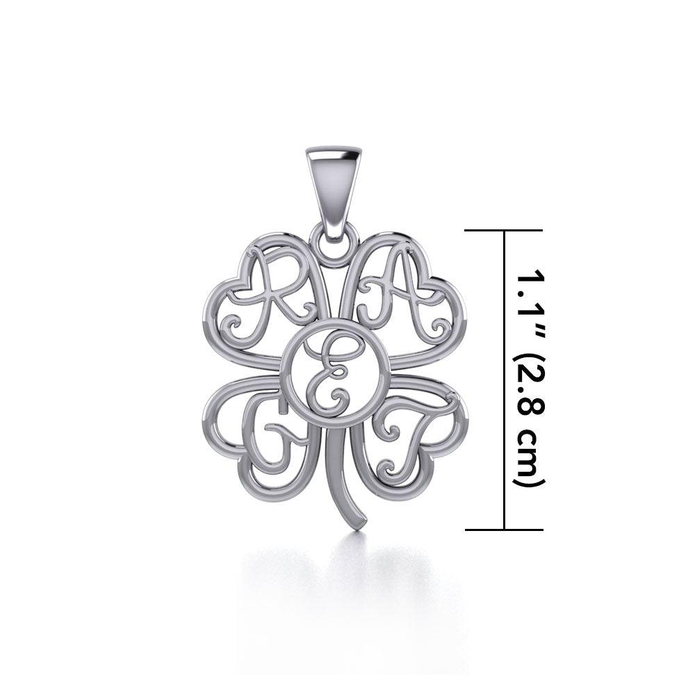 GREAT Monogramming Four Leaf Shamrock Clover Silver Pendant TPD5161 - Jewelry