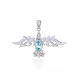 Modern Raven with Gemstone Silver Jewelry Pendant TPD5253 - Jewelry