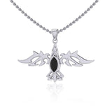 Modern Raven with Gemstone Silver Jewelry Pendant TPD5253 - Jewelry