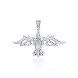 Modern Raven with Gemstone Silver Jewelry Pendant TPD5253 - Jewelry