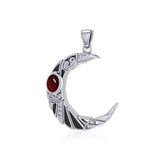 The Celtic Moon Raven Silver Pendant with Gemstone TPD5262 - Jewelry