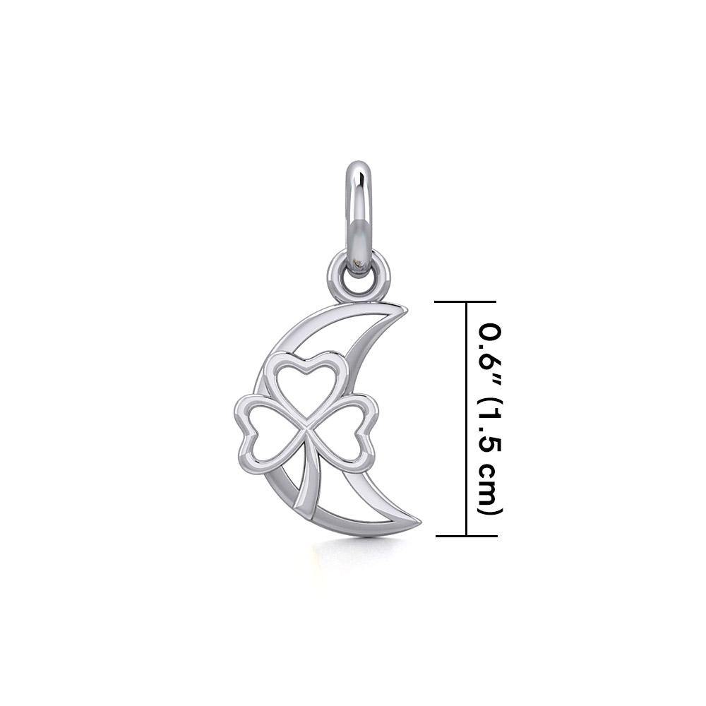 The Shamrock in Crescent Moon Silver Pendant TPD5268 - Jewelry