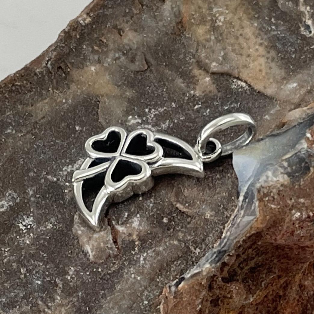 The Shamrock in Crescent Moon Silver Pendant TPD5268 - Jewelry