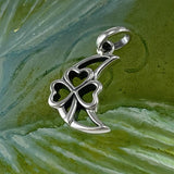 The Shamrock in Crescent Moon Silver Pendant TPD5268 - Jewelry