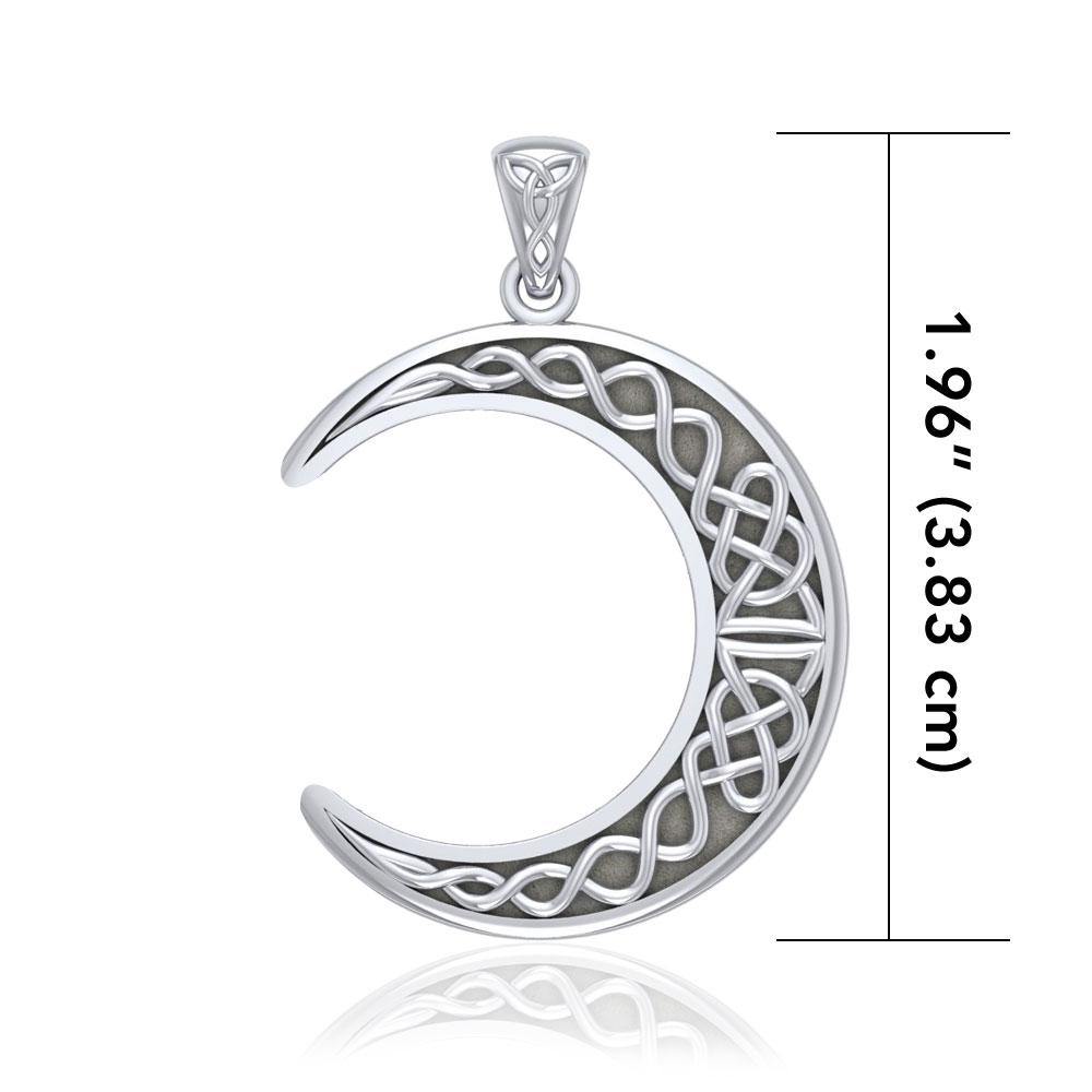 Large Celtic Crescent Moon Silver Pendant TPD5275 - Jewelry