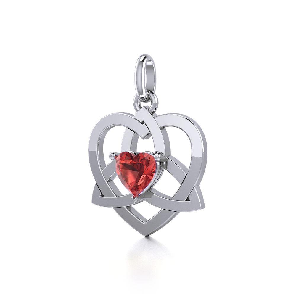 The Celtic Trinity Heart Silver Pendant with Gemstone TPD5287 - Jewelry