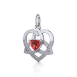 The Celtic Trinity Heart Silver Pendant with Gemstone TPD5287 - Jewelry
