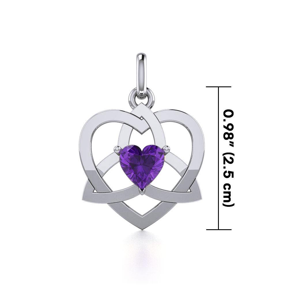 The Celtic Trinity Heart Silver Pendant with Gemstone TPD5287 - Jewelry