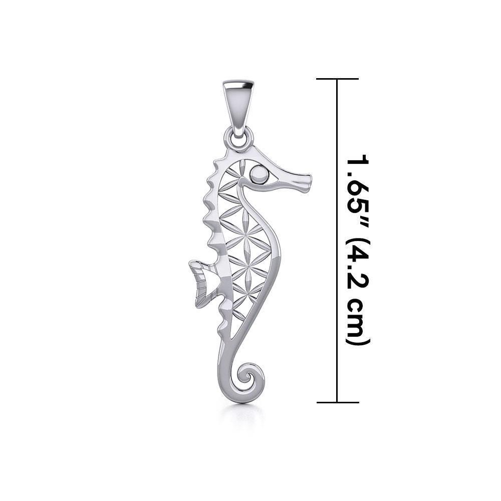 Flower of Life Seahorse Silver Pendant TPD5299 - Jewelry