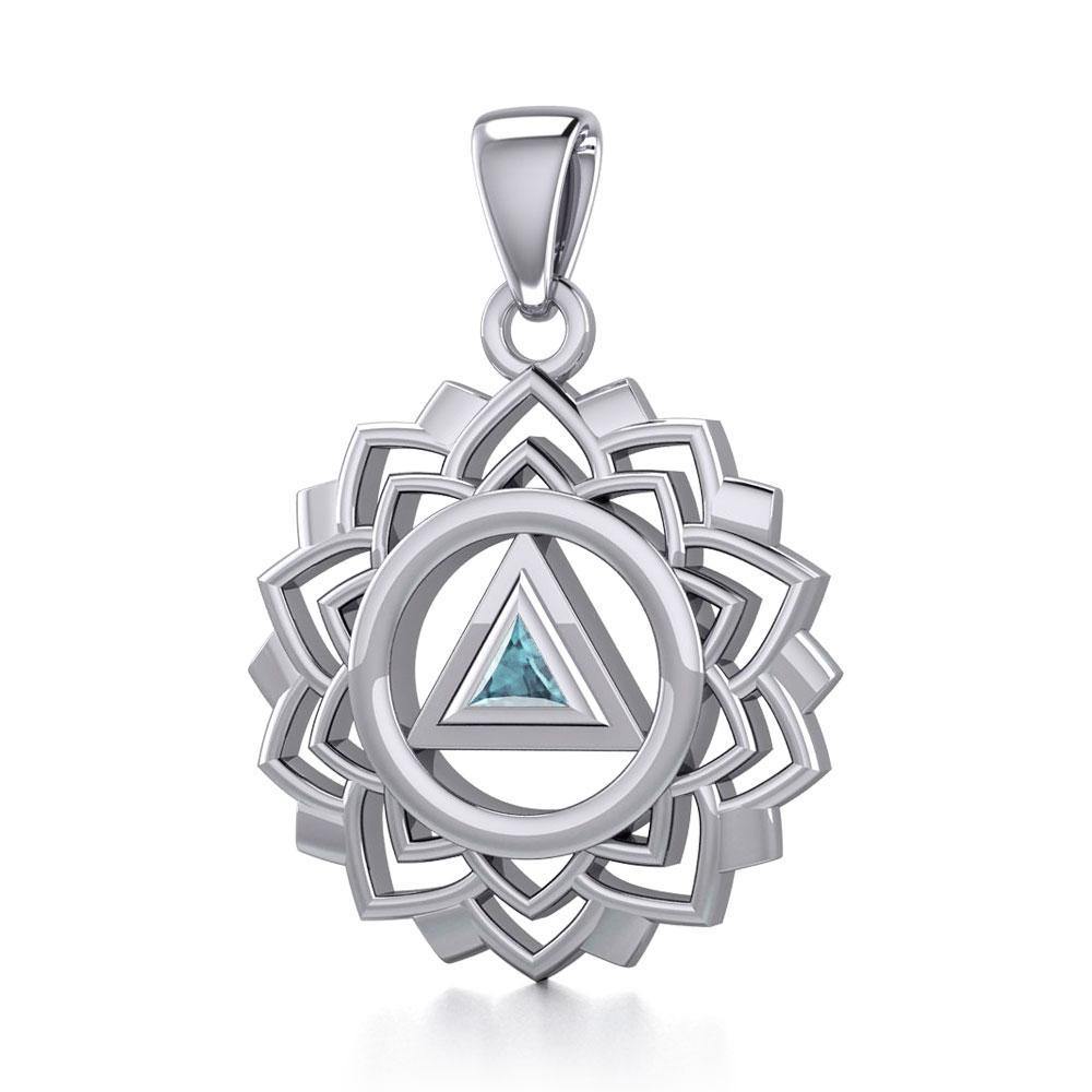 Crown Chakra with Recovery Gemstone Symbols Silver Pendant TPD5307 - Jewelry
