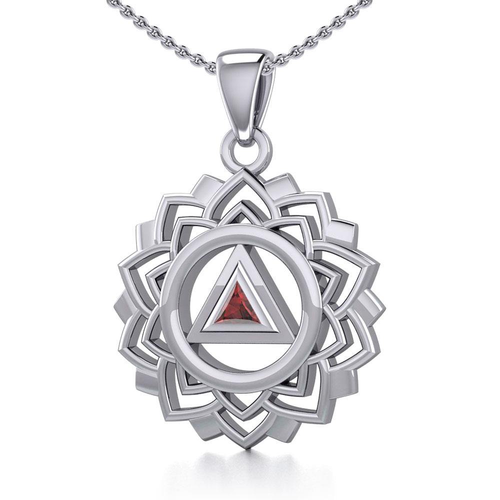 Crown Chakra with Recovery Gemstone Symbols Silver Pendant TPD5307 - Jewelry