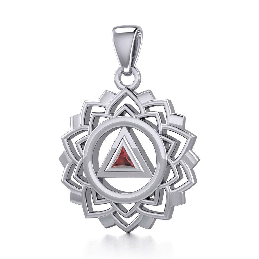 Crown Chakra with Recovery Gemstone Symbols Silver Pendant TPD5307 - Jewelry