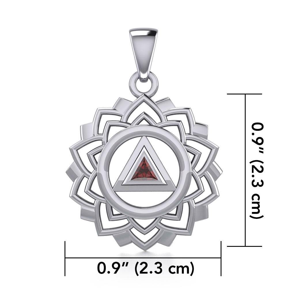 Crown Chakra with Recovery Gemstone Symbols Silver Pendant TPD5307 - Jewelry