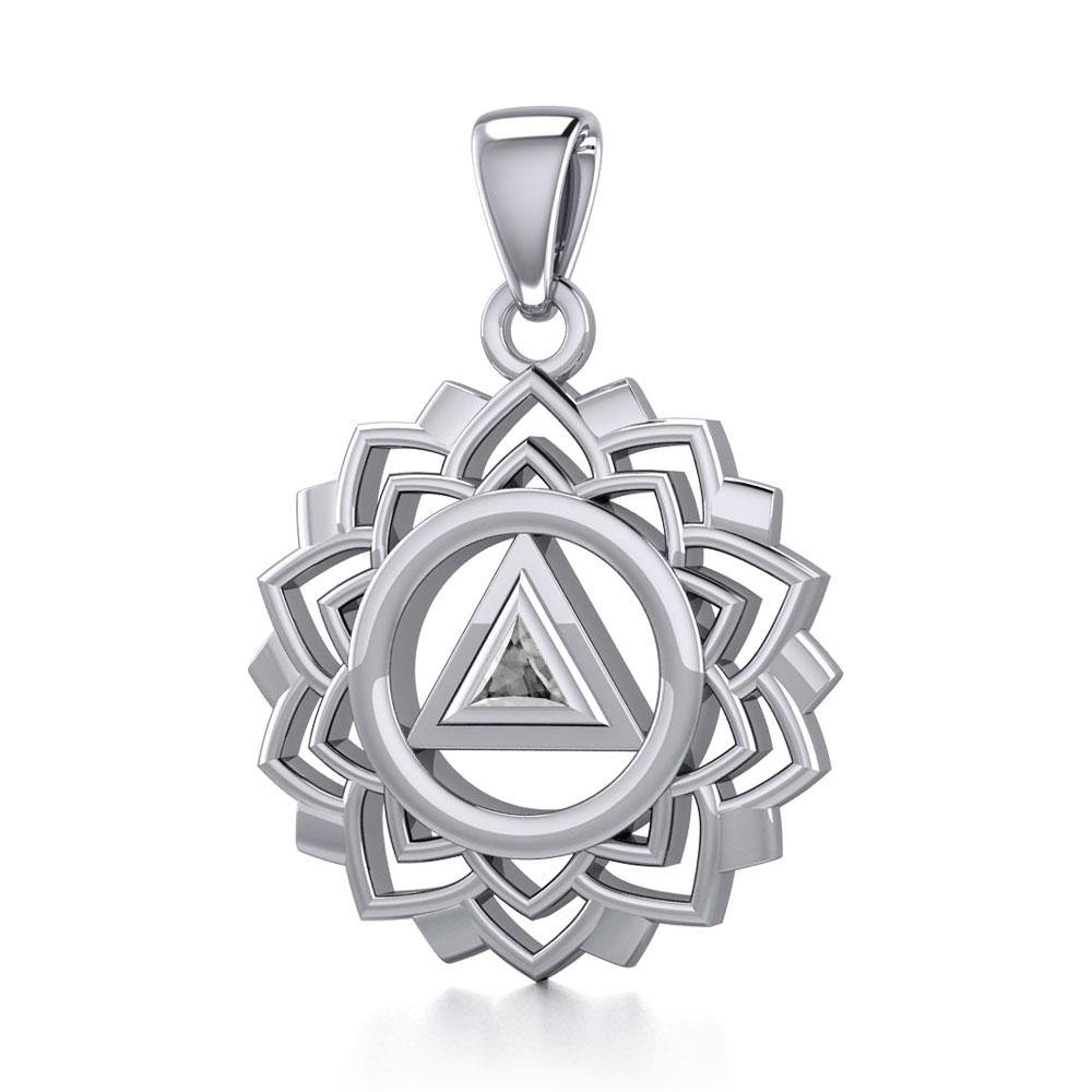 Crown Chakra with Recovery Gemstone Symbols Silver Pendant TPD5307 - Jewelry
