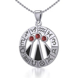 Zodiac Wheel with Awen The Three Rays of Light Silver Pendant TPD5308 - Jewelry