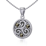 Celtic Spiral Triskele Silver Pendant with marcasite TPD5331