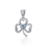 Silver Shamrock Pendant with Heart Gemstone TPD5338 - Jewelry