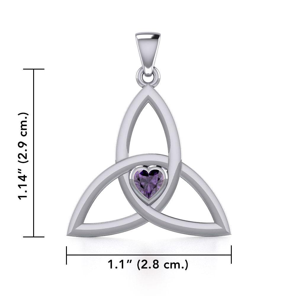 The Celtic Trinity Knot Silver Pendant with Heart Gemstone TPD5342 - Jewelry