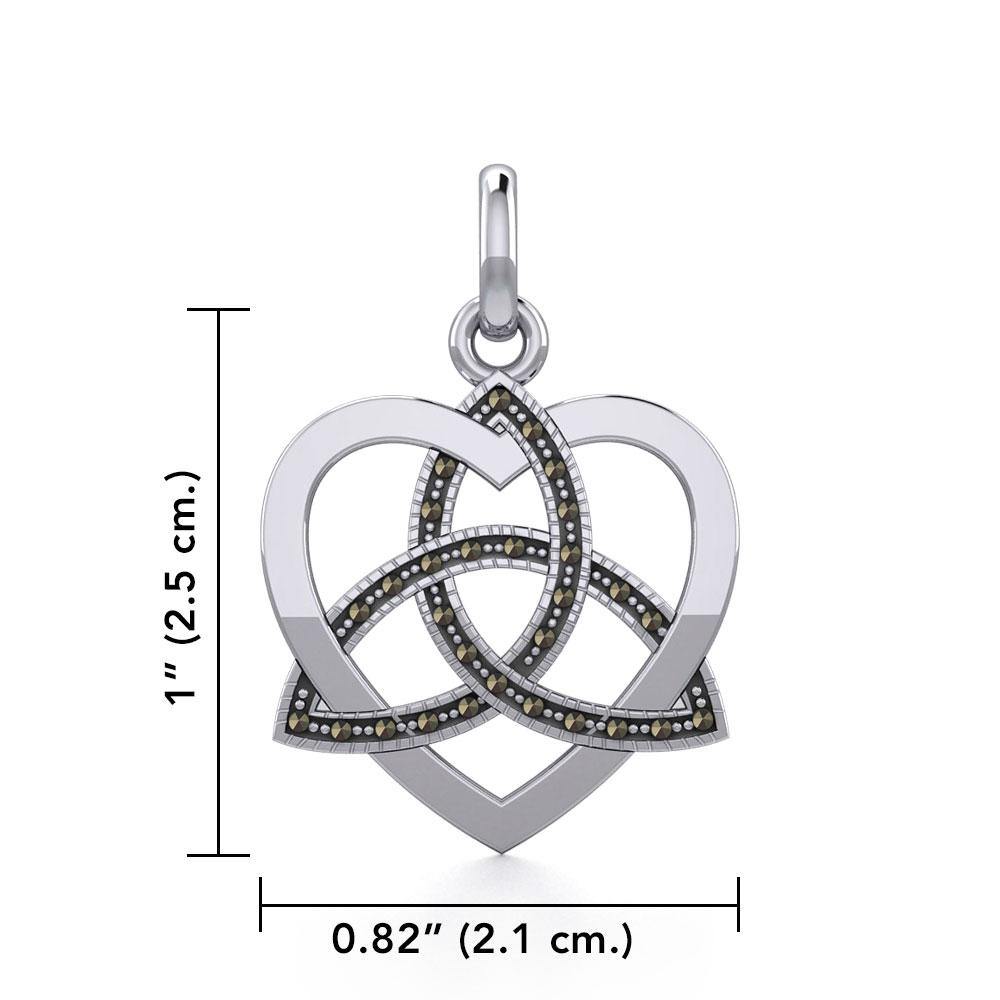 Marcasite Trinity in Heart Silver Pendant TPD5344 - Jewelry