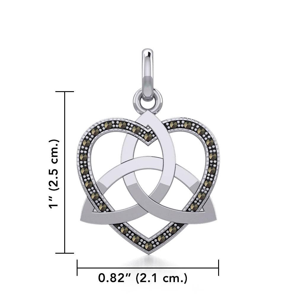 Trinity in Marcasite Heart Silver Pendant TPD5345 - Jewelry