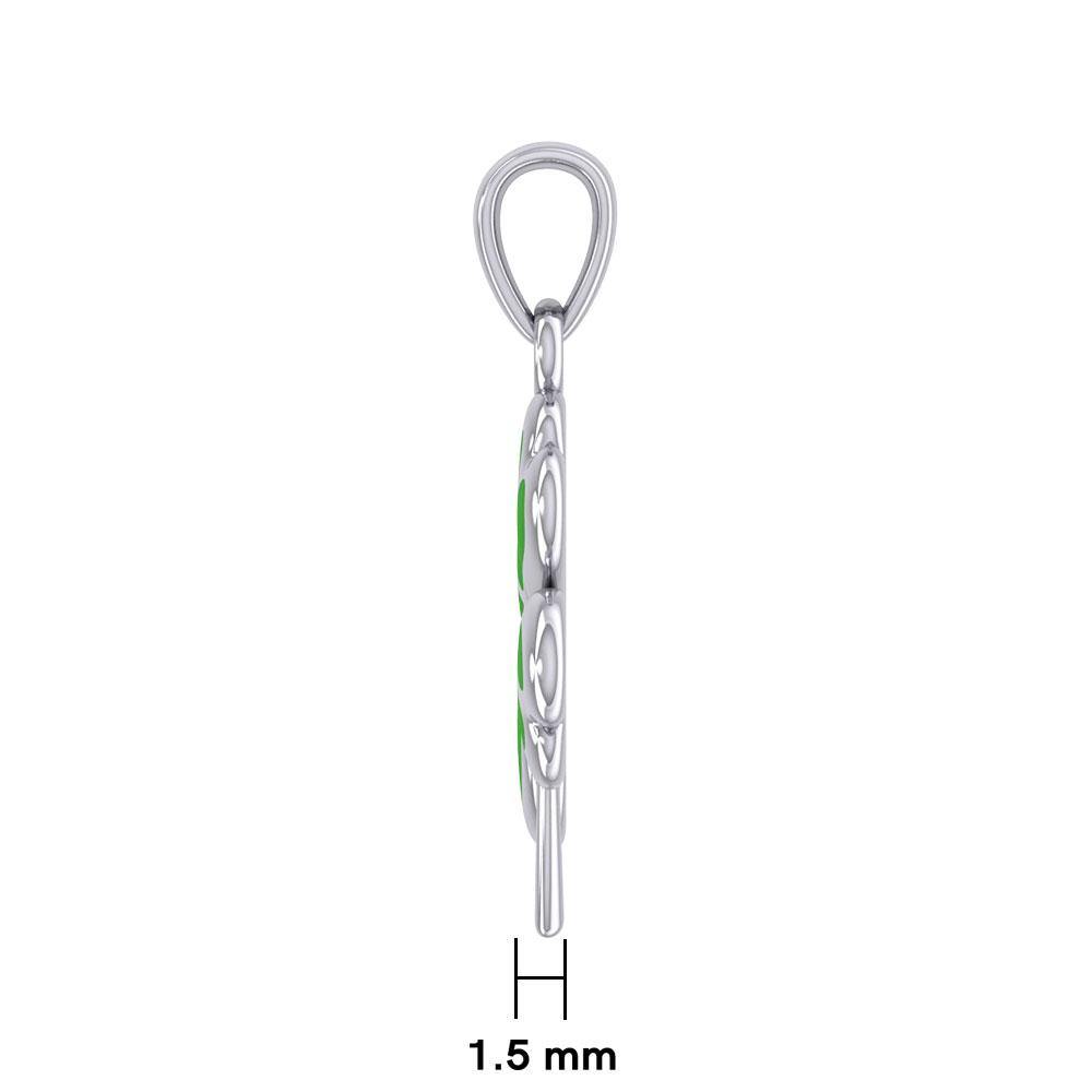 Lucky Four Leaf Clover Silver Pendant with Enamel TPD5349 - Jewelry