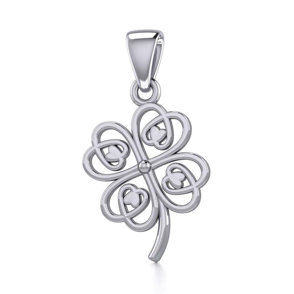 Lucky Four Leaf Clover Silver Pendant TPD5352 - Jewelry