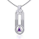 Modern Geometric Recovery Silver Pendant with Gemstone TPD5356 - Jewelry
