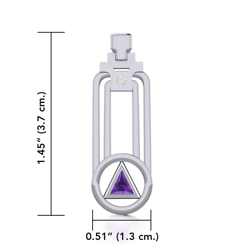 Modern Geometric Recovery Silver Pendant with Gemstone TPD5356 - Jewelry