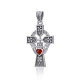 Claddagh Celtic Cross with Lucky Four Leaf Clover Silver Pendant TPD5359 - Jewelry