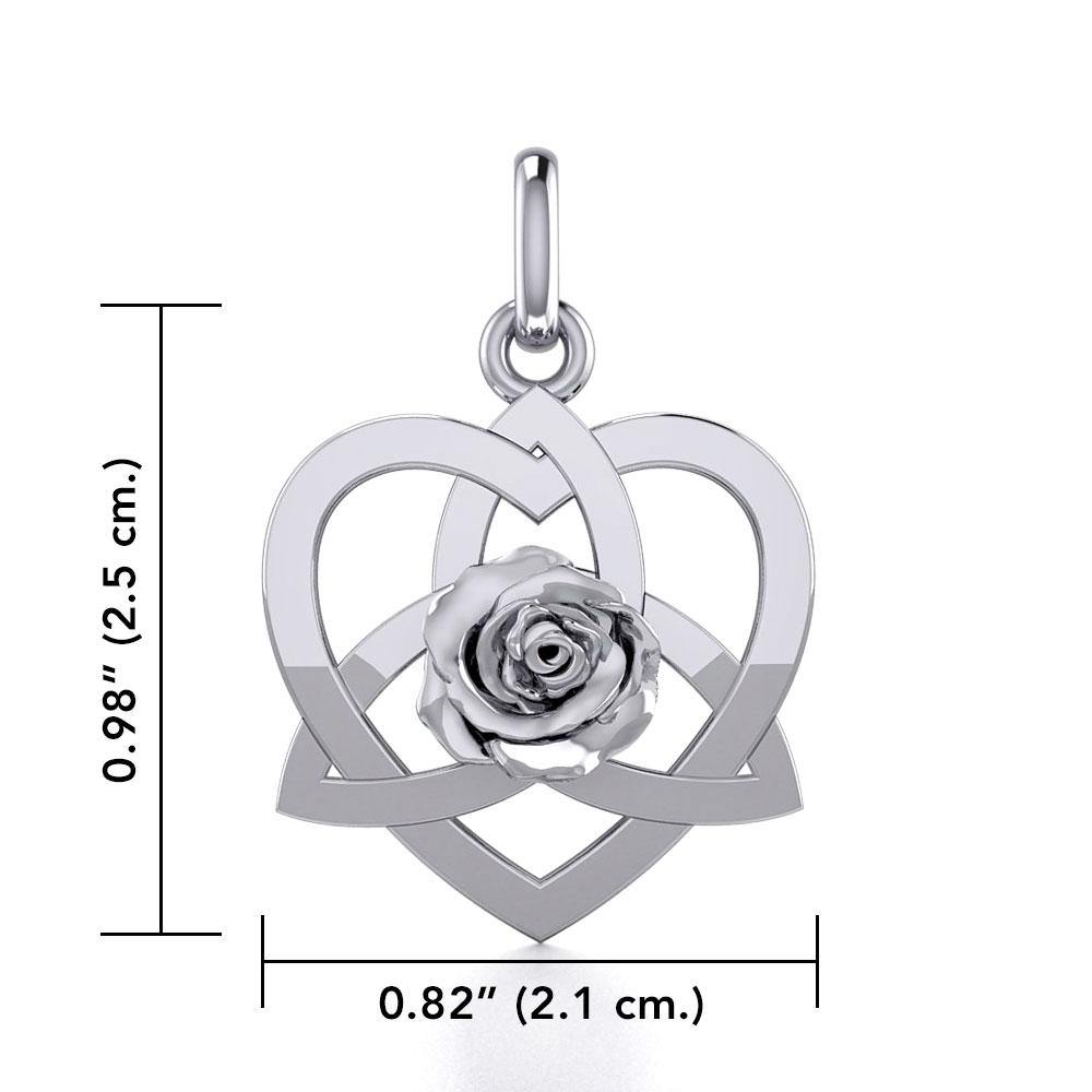 Trinity in Heart with Rose Silver Pendant TPD5360 - Jewelry