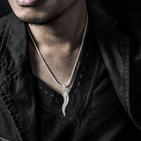 Italian Horn Good Luck Charm Silver Pendant Large Version TPD5375 - Jewelry